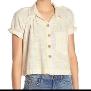NWOT Free People babydoll linen blend top